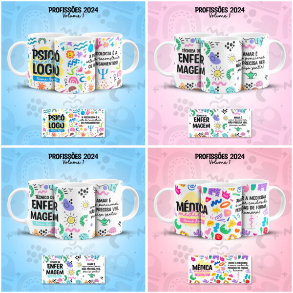 Artes Caneca Profissões Vol 1 Advogado Biomédica Jornalista
