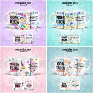 Artes Caneca Profissões Vol 1 Advogado Biomédica Jornalista