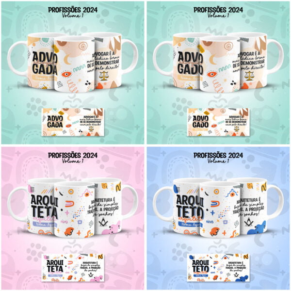 Artes Caneca Profissões Vol 1 Advogado Biomédica Jornalista