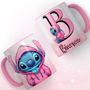 Artes Canecas Alfabeto Stitch Rosa Png e pdf