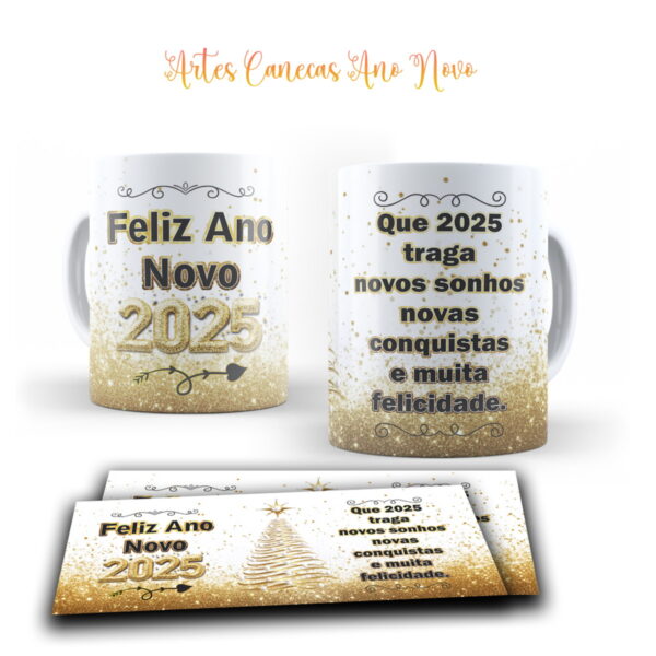 Artes Canecas Ano Novo 2025- Jpg, Corel e pdf