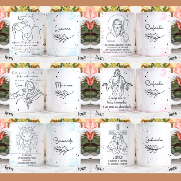 Artes Canecas Bíblicas em Linhas - Png