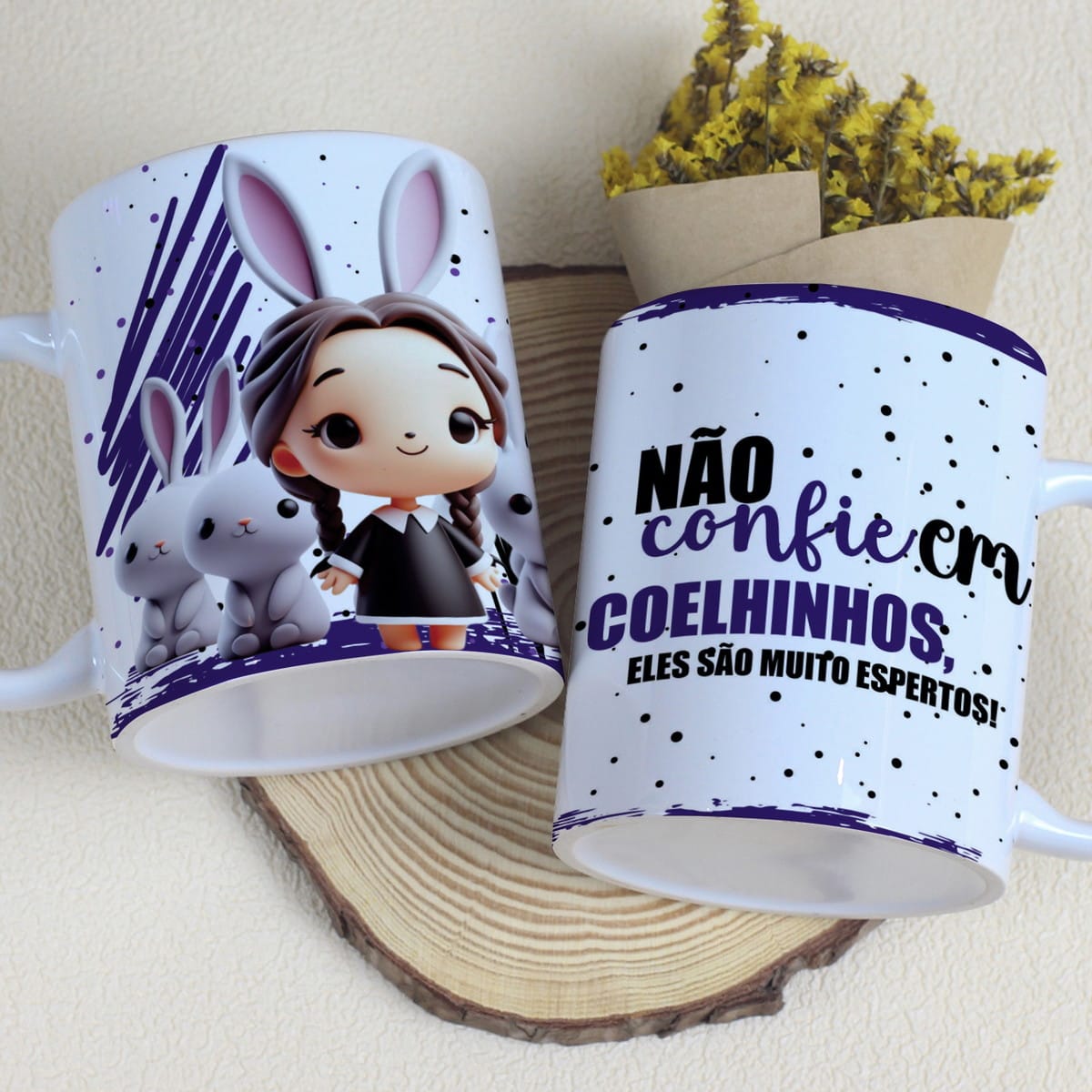 Artes Canecas Páscoa Wandinha em PNG e CDR 2 Artes Canecas Páscoa Wandinha em PNG e CDR - Imagem 2