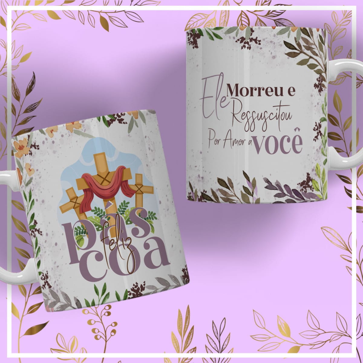 Kit Artes Canecas Páscoa Religiosa em PNG e CorelDRAW 3 Kit Artes Canecas Páscoa Religiosa em PNG e CorelDRAW - Imagem 3
