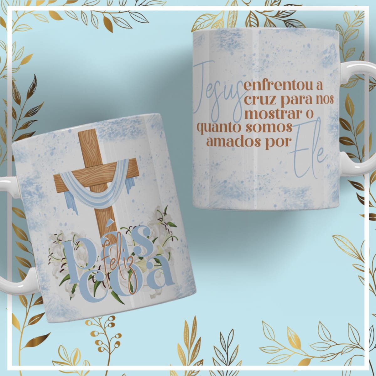 Kit Artes Canecas Páscoa Religiosa em PNG e CorelDRAW 1 Kit Artes Canecas Páscoa Religiosa em PNG e CorelDRAW