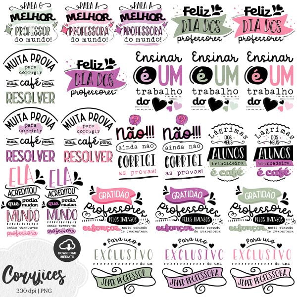 Artes Digitais Corujice Lettering Dia dos Professores Frases