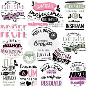 Artes Digitais Corujice Lettering Dia dos Professores Frases