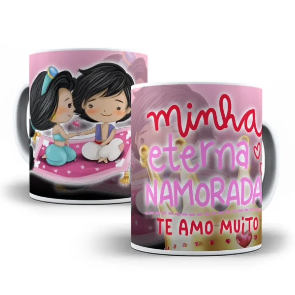 Artes Digitais para Caneca com Tema de Princesas Românticas