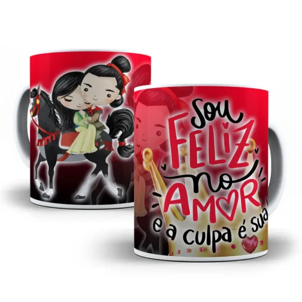 Artes Digitais para Caneca com Tema de Princesas Românticas