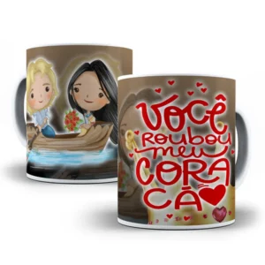 Artes Digitais para Caneca com Tema de Princesas Românticas