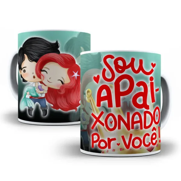 Artes Digitais para Caneca com Tema de Princesas Românticas