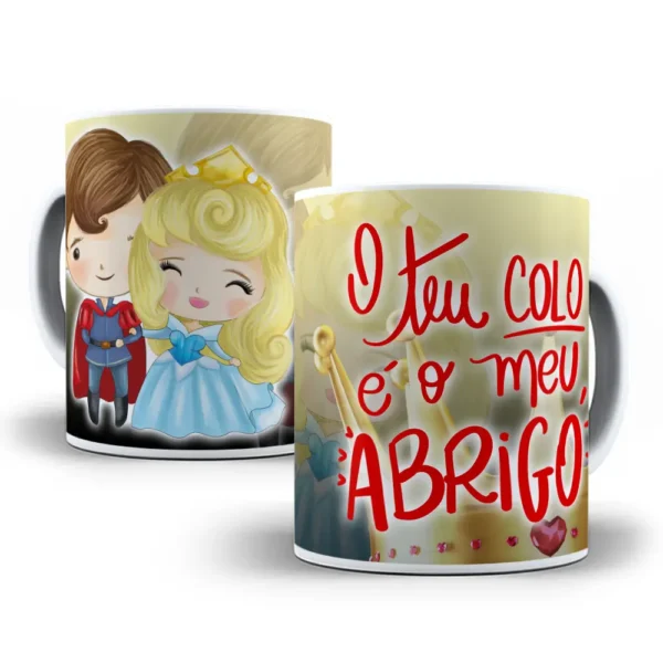 Artes Digitais para Caneca com Tema de Princesas Românticas