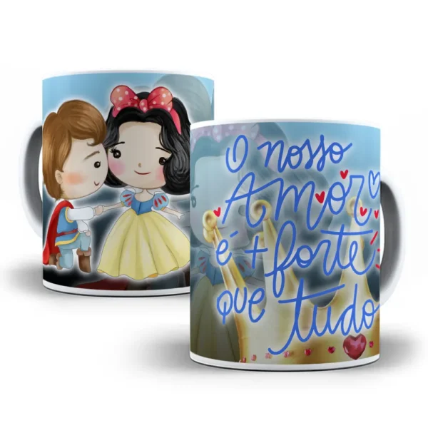 Artes Digitais para Caneca com Tema de Princesas Românticas