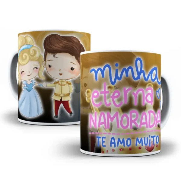 Artes Digitais para Caneca com Tema de Princesas Românticas