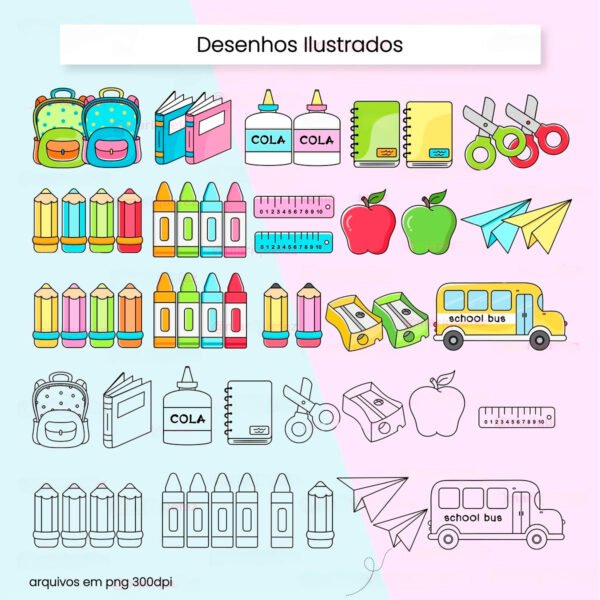 Artes e Figuras Volta às Aulas 2024 Meninos e Meninas Fofas