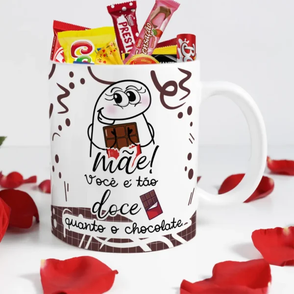 Artes Editáveis para Caneca - Dia das Mães Chocolate Temático