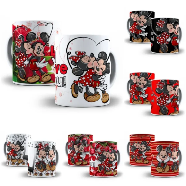Artes em Photoshop para Canecas de Namorados Mickey Minnie