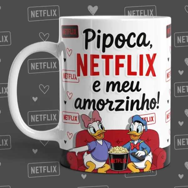 Artes para Caneca - Pipoca e Romance para Dia dos Namorados