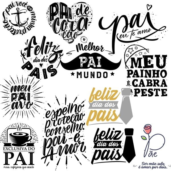 Artes Prontas Frases Vetores Png Lettering Dia Dos Pais