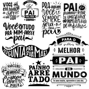 Artes Prontas Frases Vetores Png Lettering Dia Dos Pais