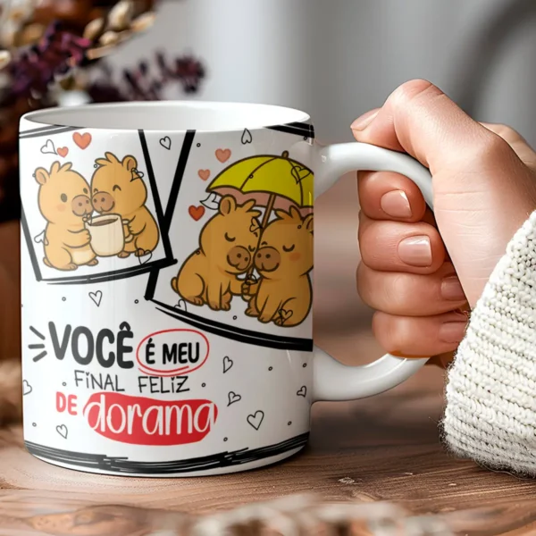 Artes Românticas Capivara para Canecas - Dia dos Namorados