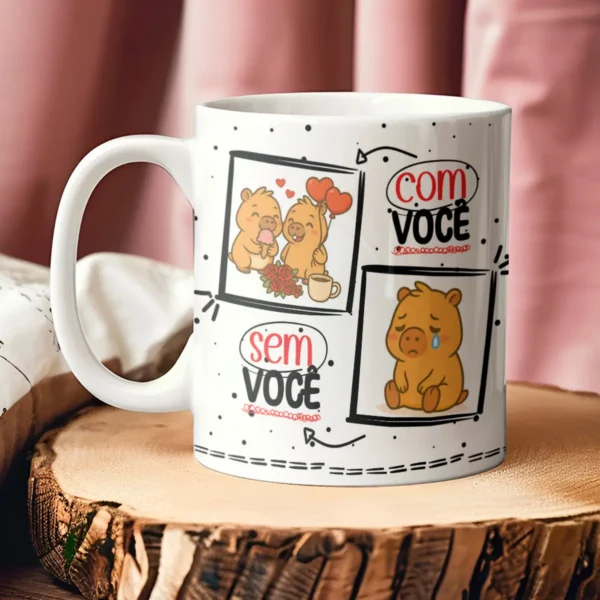 Artes Românticas Capivara para Canecas - Dia dos Namorados