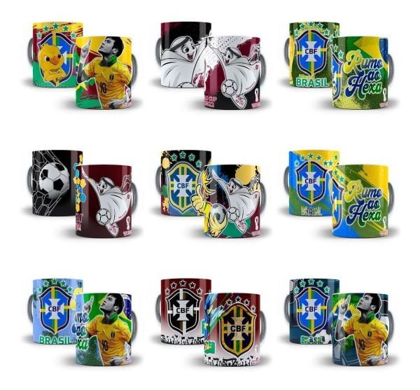 Artes Sublimação Caneca Copa Mundo 2022 Qatar Editáveis Psd
