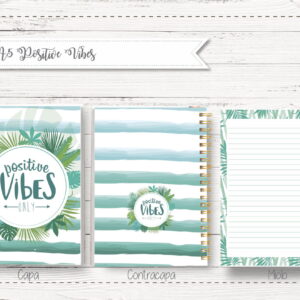 Arte digital de caderno com capa, contracapa e miolo listrados em tons de verde e branco