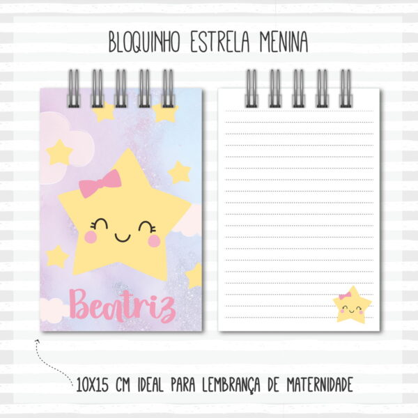 Bloquinho 10x15 Estrela Menina - Arquivo Digital