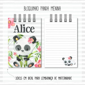 Bloquinho 10x15 Panda Menina - Arquivo Digital