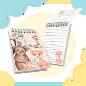 bloquinho a6 digital menino com animais em aquarela