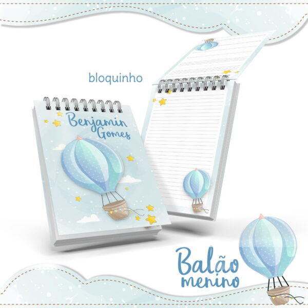 Bloquinho Anotações Balão Menino Azul - Arquivo Digital