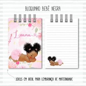 Bloquinho Anotações Bebê Negra Afro - Arquivo Digital