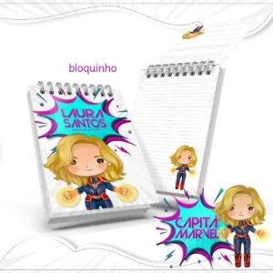 Bloquinho Anotações Capitã Marvel - Arquivo Digital