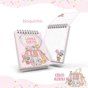Bloquinho Anotacoes Circo Menina Arquivo Digital