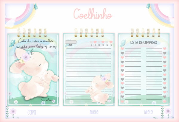 Bloquinho Anotações Coelinha Mãe - Arquivo Digital