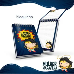 Bloquinho Anotações Mulher Maravilha Cute - Arquivo Digital 12 Bloquinho Anotações Mulher Maravilha Cute - Arquivo Digital