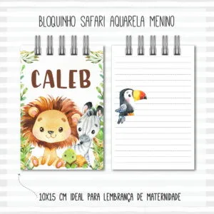 Bloquinho Anotações Safari Aquarela Menino - Arquivo Digital