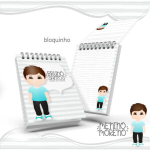 bloquinho de anotacoes menino moreno em pdf e png