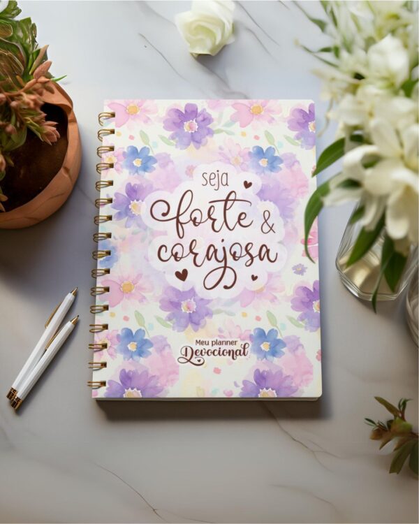 Bloquinho e Planner Devocional Digital Forte & Corajosa
