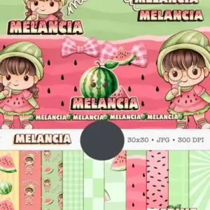 Boneca Frutinhas Melancia: Kit Digital em PNG