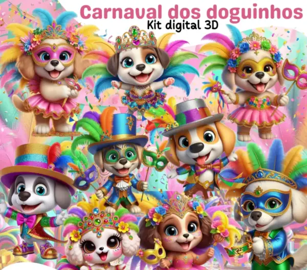 Cachorros Carnavalescos Kit Digital Png Alta Resolucao 2