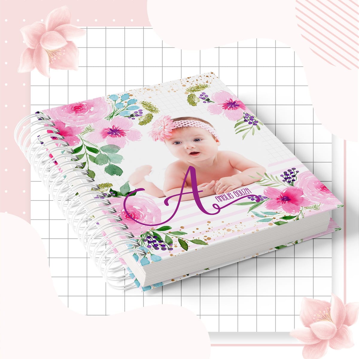 Caderneta de Saúde Floral Digital para Personalizar 2 Caderneta de Saúde Floral Digital para Personalizar - Imagem 2