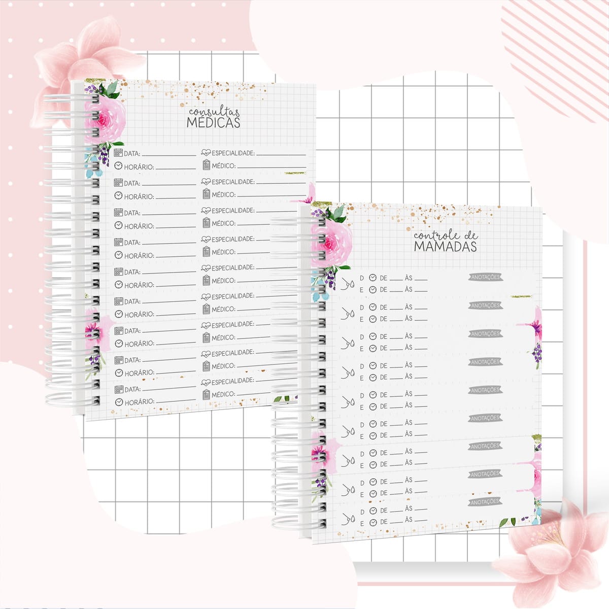 Caderneta de Saúde Floral Digital para Personalizar 4 Caderneta de Saúde Floral Digital para Personalizar - Imagem 4