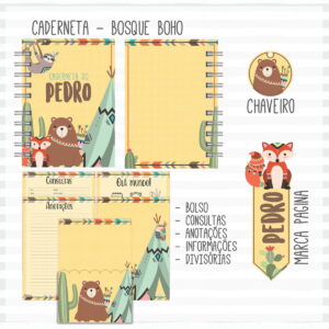 Caderneta de Vacina Animais Boho Menino - Arquivo Digital