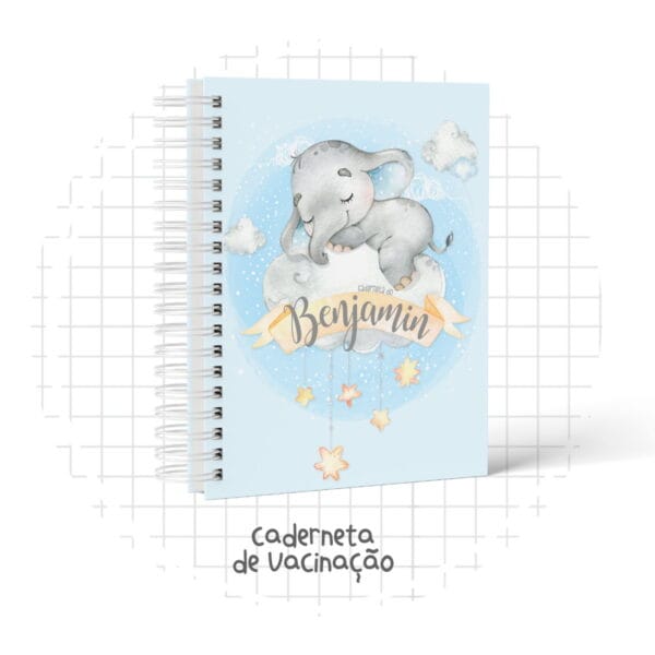 Caderneta de Vacina Elefantinho Cinza Baby - Arquivo Digital