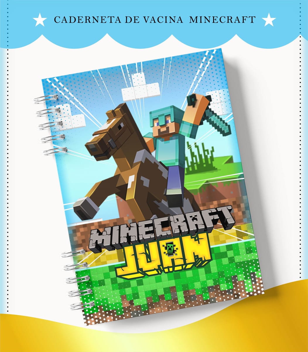 Caderneta de Vacina Minecraft Kit Digital para Imprimir 1 Caderneta de Vacina Minecraft Kit Digital para Imprimir