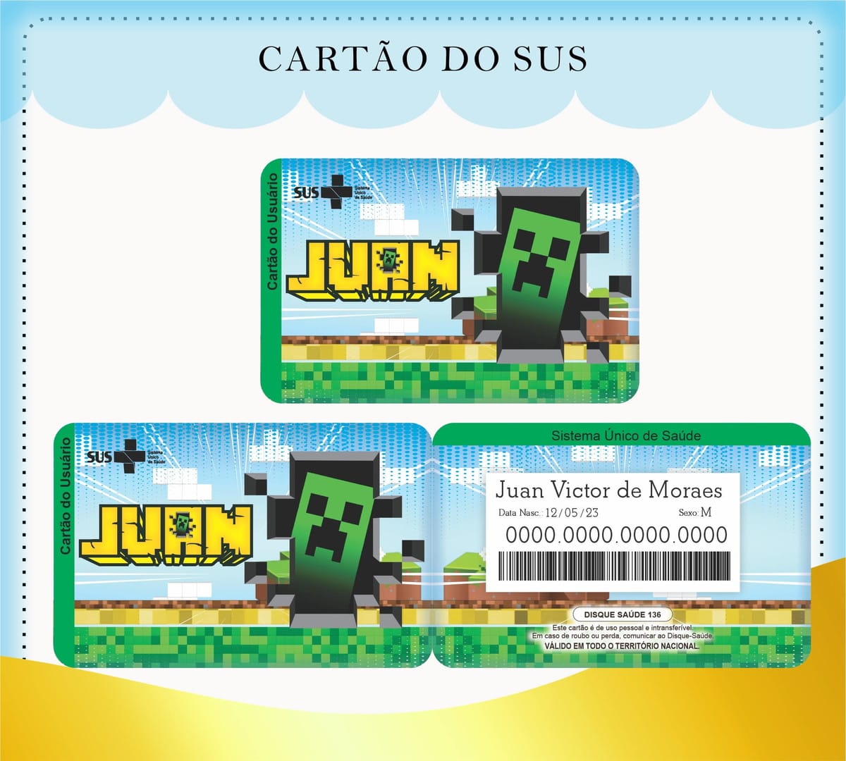 Caderneta de Vacina Minecraft Kit Digital para Imprimir 3 Caderneta de Vacina Minecraft Kit Digital para Imprimir - Imagem 3