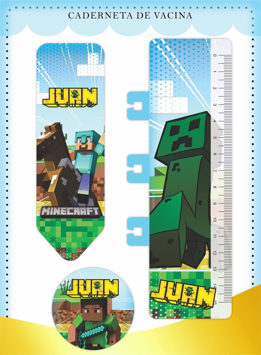 Caderneta de Vacina Minecraft Kit Digital para Imprimir 4 Caderneta de Vacina Minecraft Kit Digital para Imprimir - Imagem 4