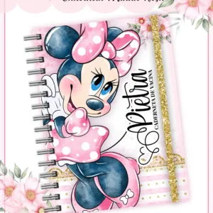 Capa personalizada de caderneta de vacinação com desenho de personagem e flores decorativas.